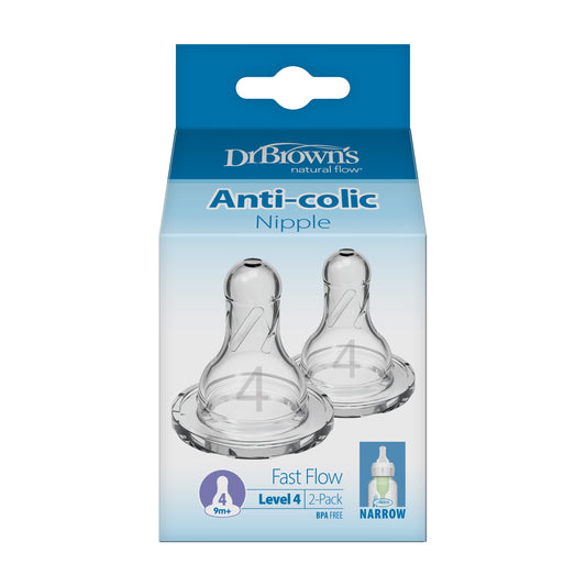 Dr. Brown's Natural Flow Narrow Baby Bottle Silicone Nipple, Level 4, 2-Pack