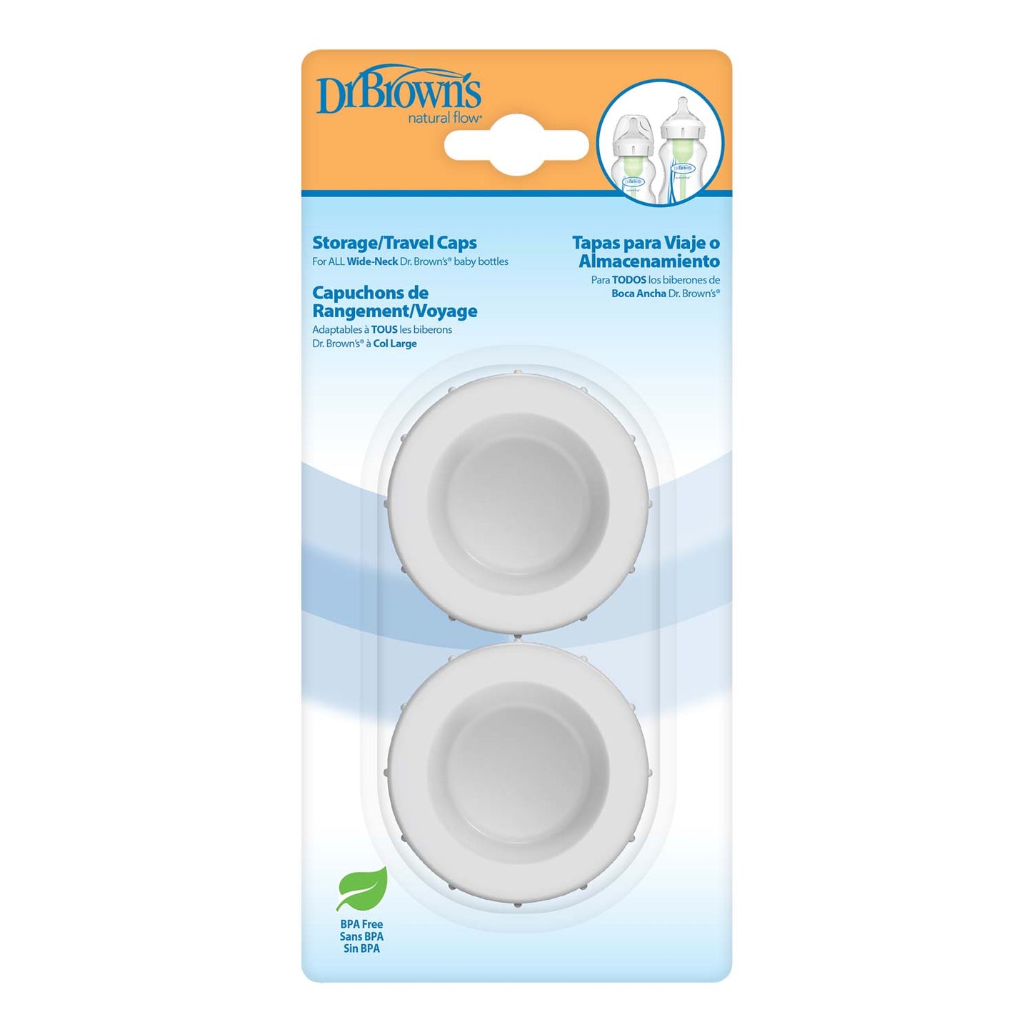 Dr. Brown's Natural Flow Wide-Neck Storage/Travel Caps, 2-Pack