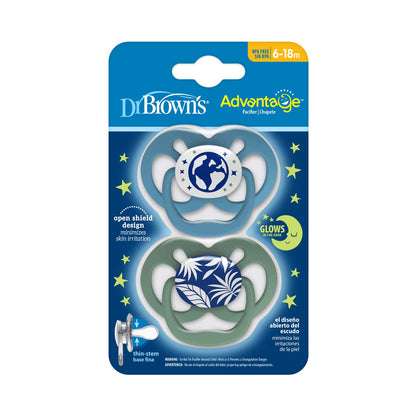 Dr. Brown's™ Advantage™ Glow-in-the-Dark Pacifiers, Ages 6-18 months, 2 Count