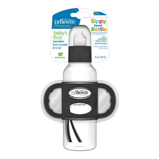 Dr. Brown's Milestones Narrow Sippy Spout Bottle with Silicone Handles, 8 oz/250 mL