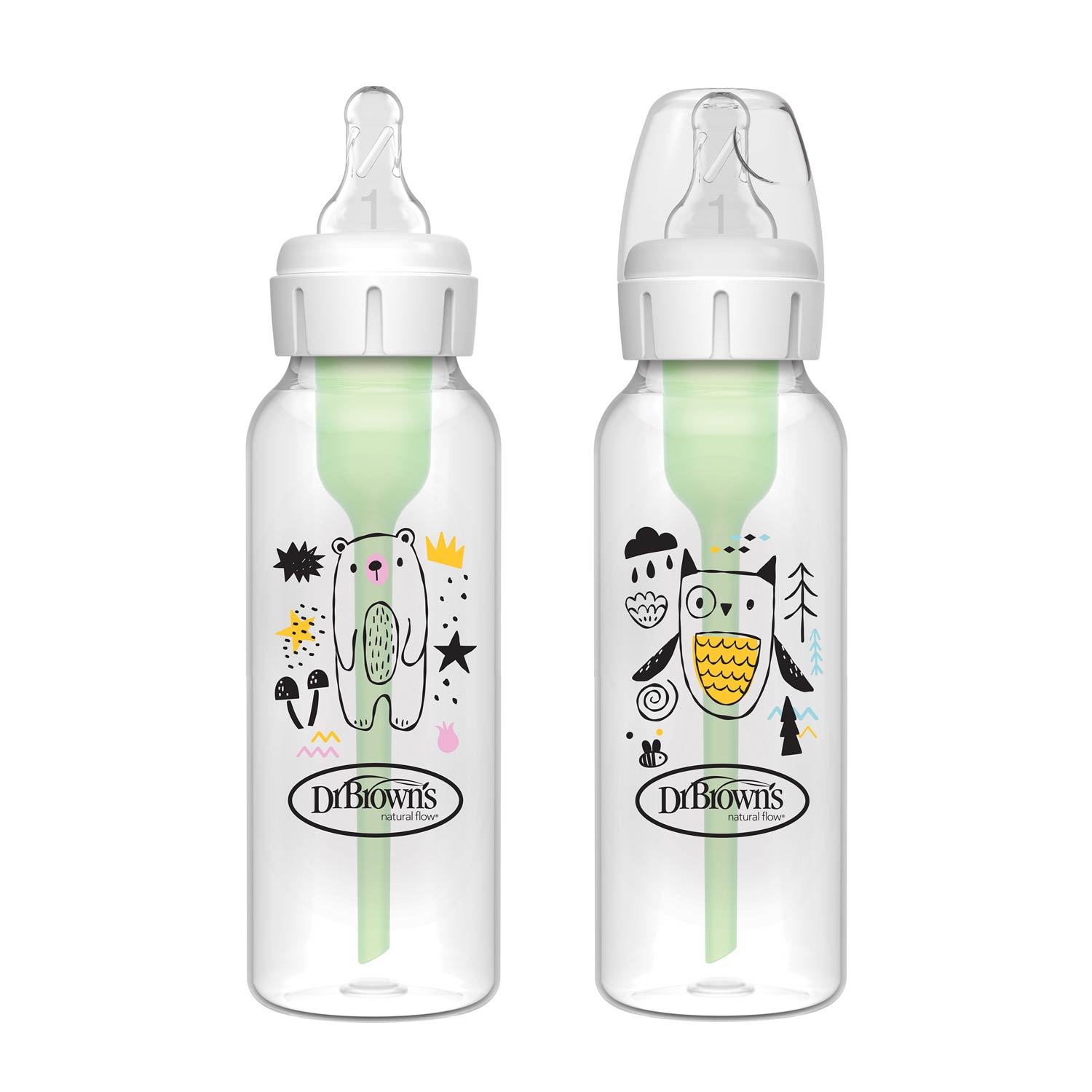 Dr. Brown’s Natural Flow Anti-Colic Options+ Narrow Baby Bottle, with Level 1 Slow Flow Nipple, 2-Pack
