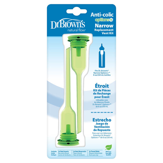 Dr. Brown's Natural Flow Options+ Narrow Baby Bottle Replacement Vent Kit, 8oz, 2-Pack