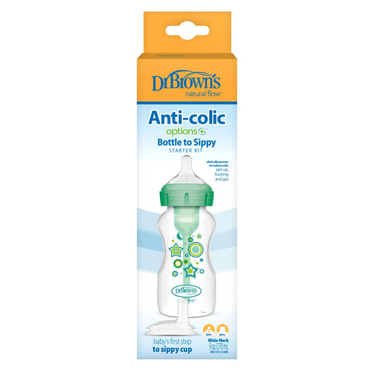 Dr. Brown's Natural Flow Anti-Colic Options+ Wide-Neck Sippy Bottle Starter Kit