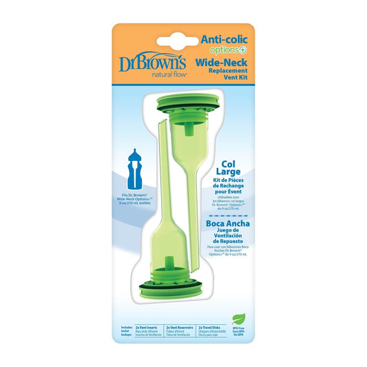 Dr. Brown's Natural Flow Options+ Wide-Neck Baby Bottle Replacement Vent Kit, 9oz, 2-Pack