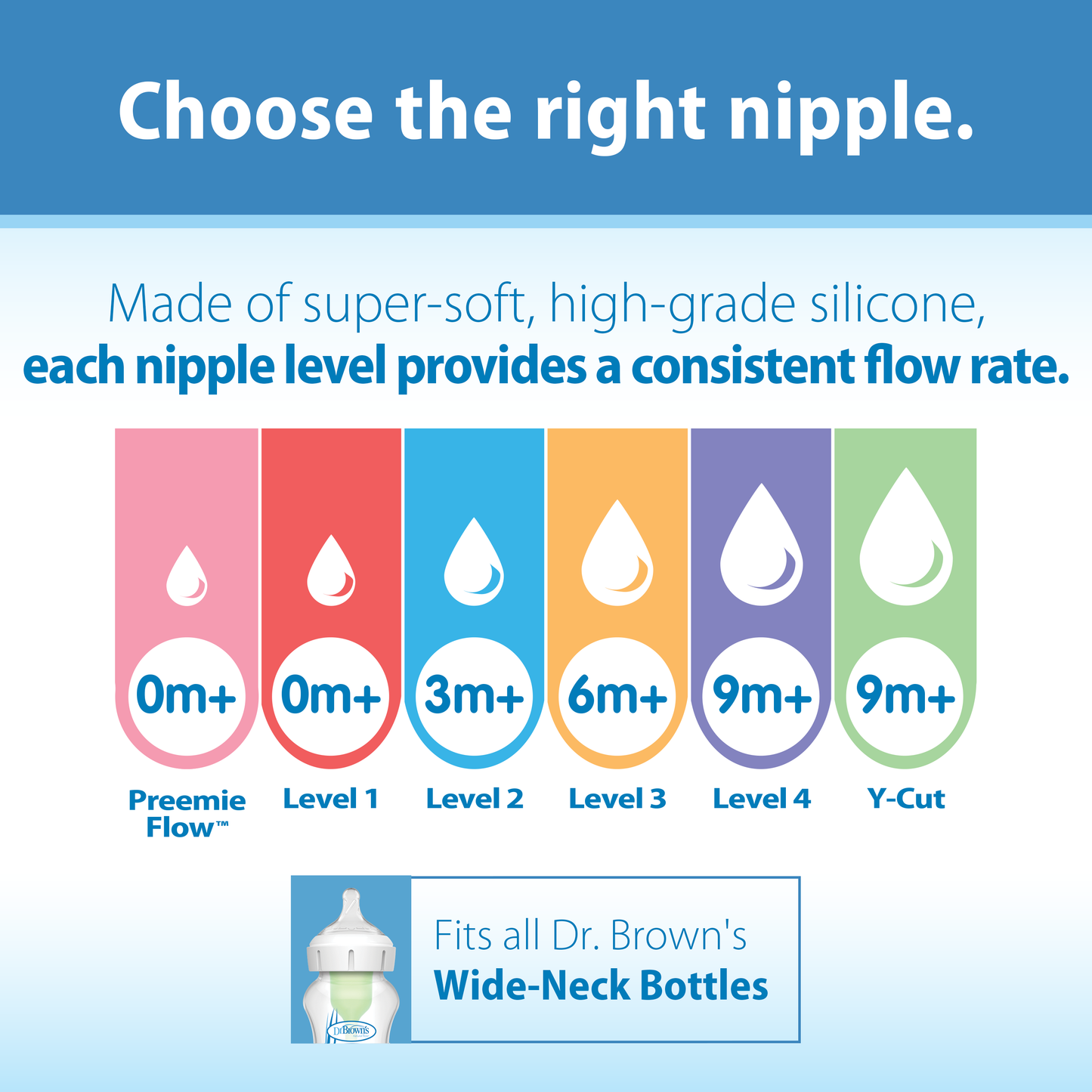 Dr. Brown's Natural Flow Wide-Neck Baby Bottle Silicone Nipple