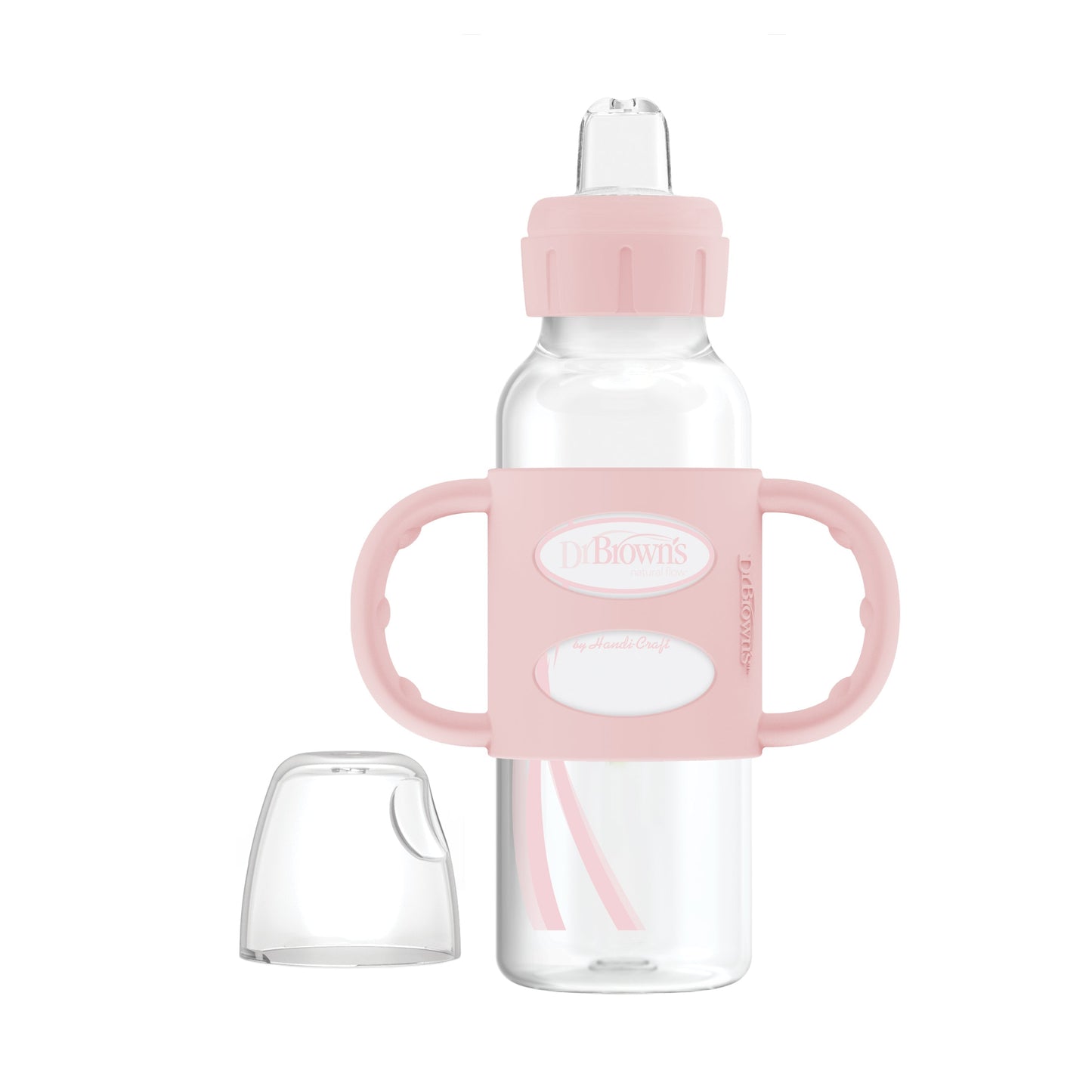 Dr. Brown's Milestones Narrow Sippy Spout Bottle with Silicone Handles, 8 oz/250 mL