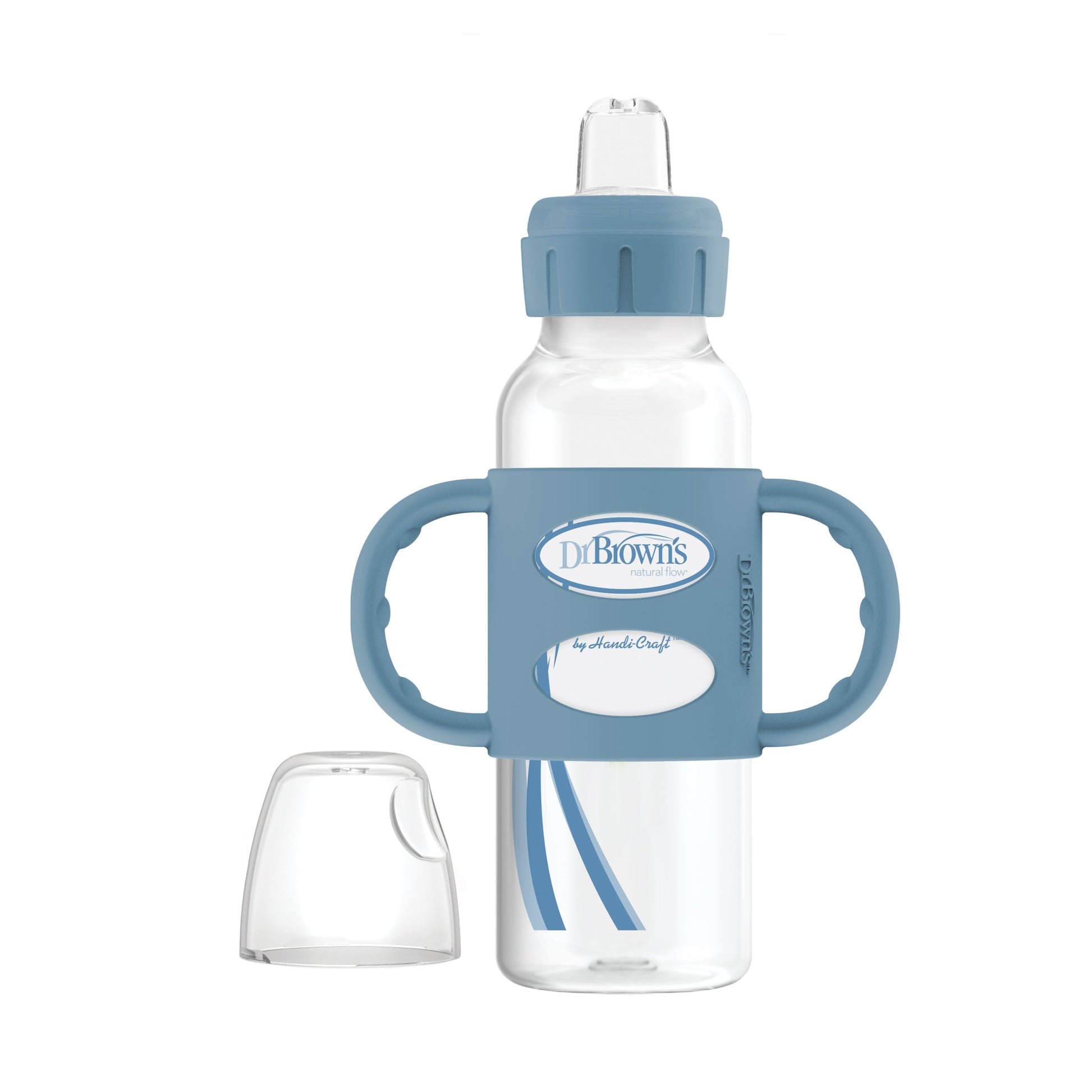 Dr. Brown's Milestones Narrow Sippy Spout Bottle with Silicone Handles, 8 oz/250 mL