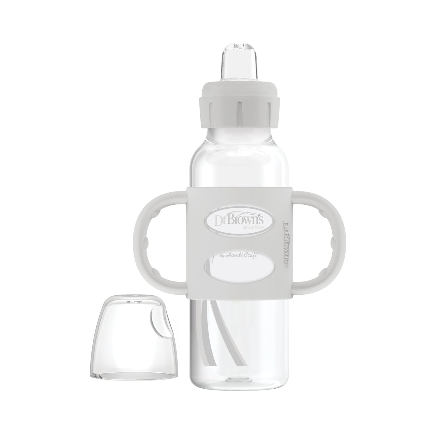 Dr. Brown's Milestones Narrow Sippy Spout Bottle with Silicone Handles, 8 oz/250 mL