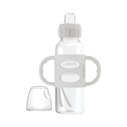 Dr. Brown's Milestones Narrow Sippy Spout Bottle with Silicone Handles, 8 oz/250 mL
