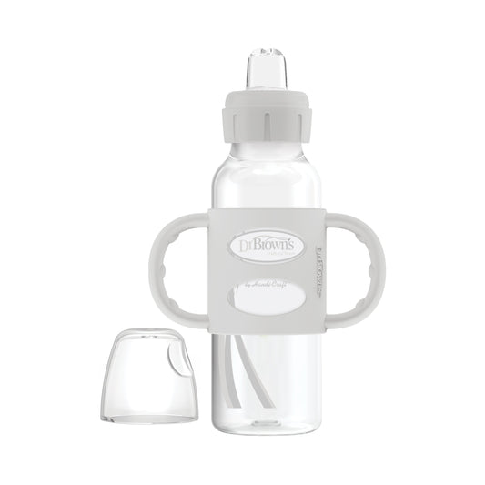 Dr. Brown's Milestones Narrow Sippy Spout Bottle with Silicone Handles, 8 oz/250 mL