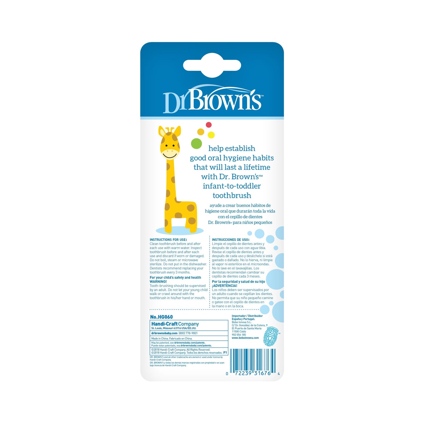 Dr. Brown's Infant-to-Toddler Toothbrush, Giraffe, 1-Pack