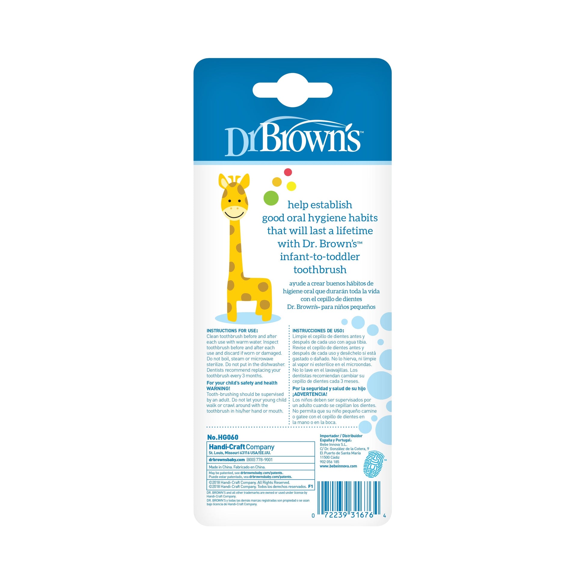 Dr. Brown's Infant-to-Toddler Toothbrush, Giraffe, 1-Pack