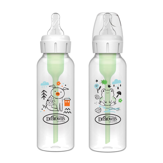 Dr. Brown’s Natural Flow Anti-Colic Options+ Narrow Baby Bottle, with Level 1 Slow Flow Nipple, 2-Pack