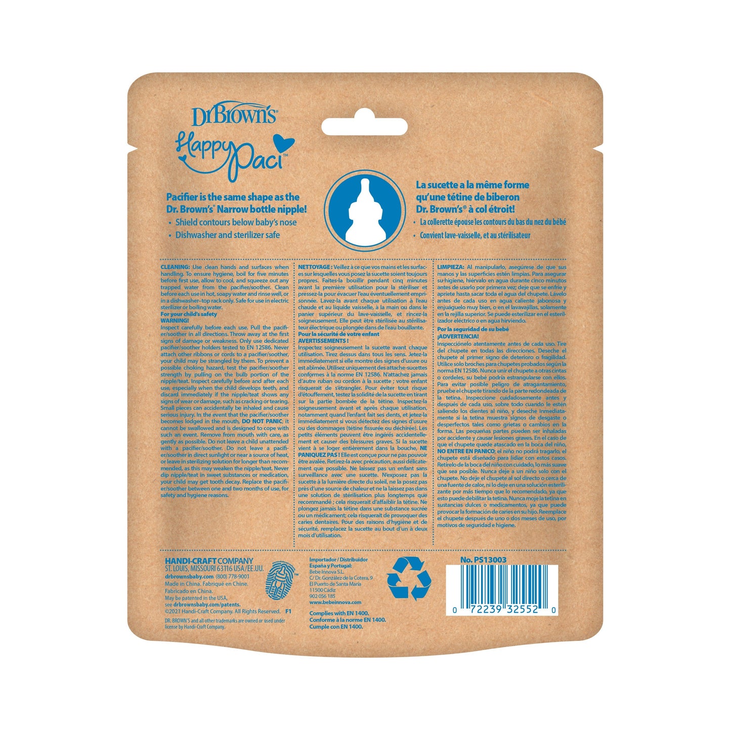 Dr. Brown’s® HappyPaci™ 100% Silicone One-Piece Pacifier