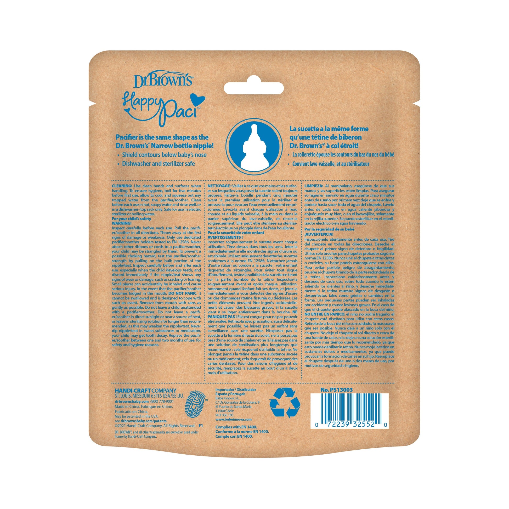 Dr. Brown’s® HappyPaci™ 100% Silicone One-Piece Pacifier