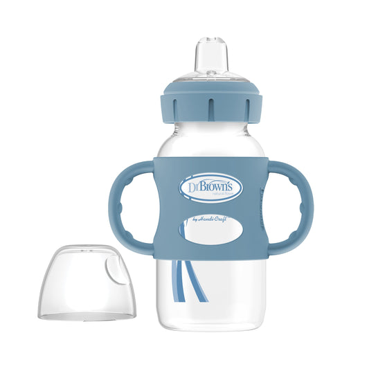 Dr. Brown's Milestones Wide-Neck Sippy Spout Bottle with Silicone Handles, 9 oz/270 mL