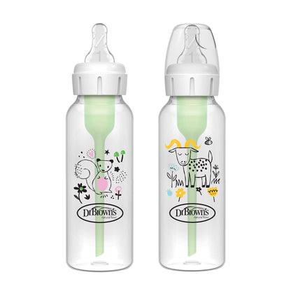 Dr. Brown’s Natural Flow Anti-Colic Options+ Narrow Baby Bottle, with Level 1 Slow Flow Nipple, 2-Pack