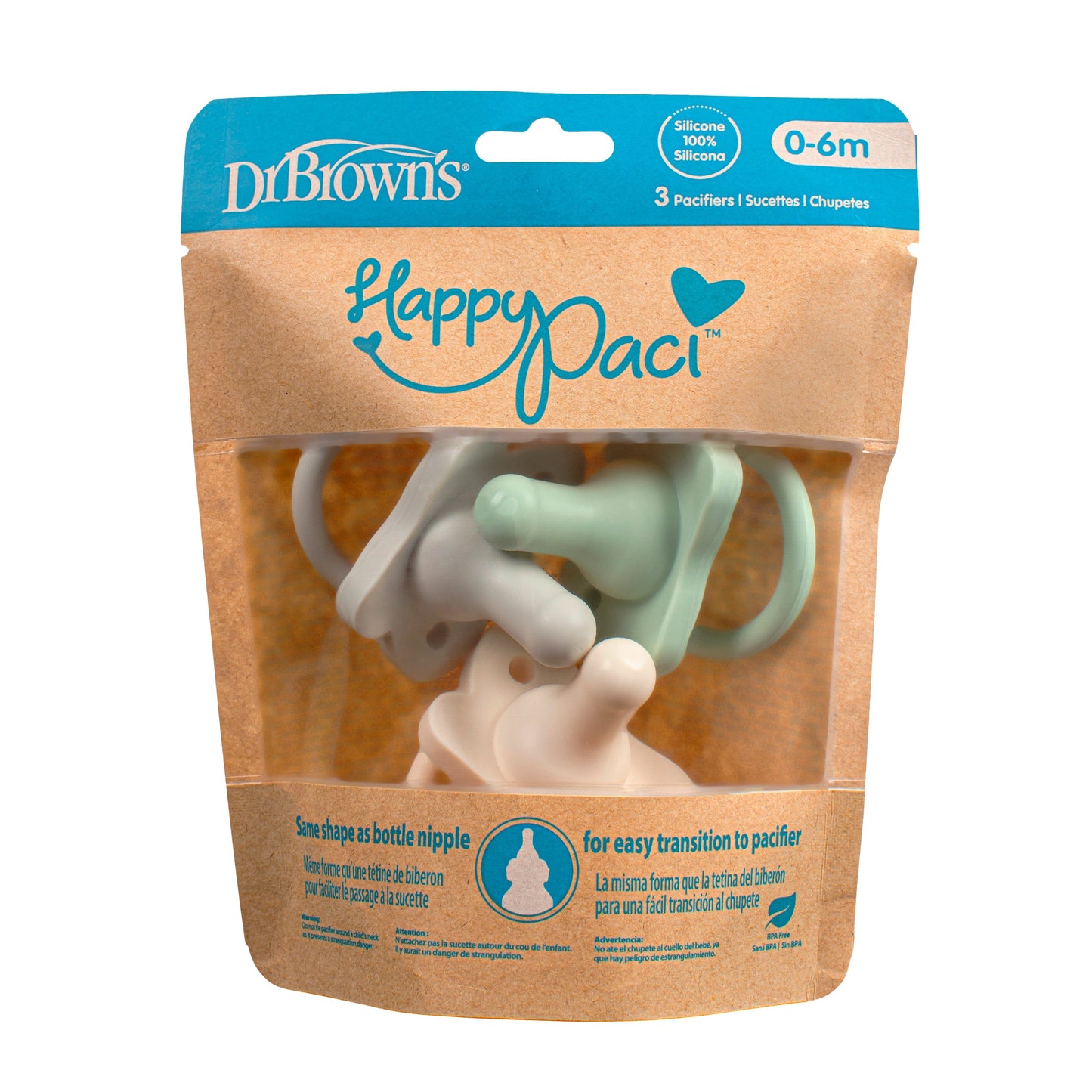 Dr. Brown’s® HappyPaci™ 100% Silicone One-Piece Pacifier
