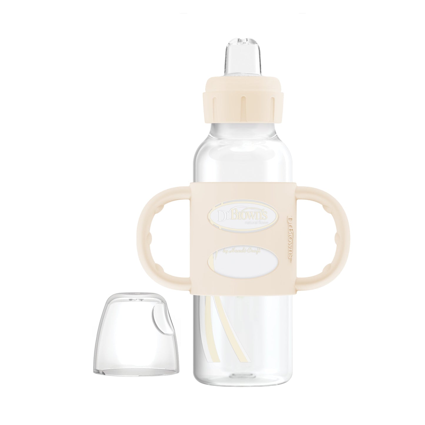 Dr. Brown's Milestones Narrow Sippy Spout Bottle with Silicone Handles, 8 oz/250 mL