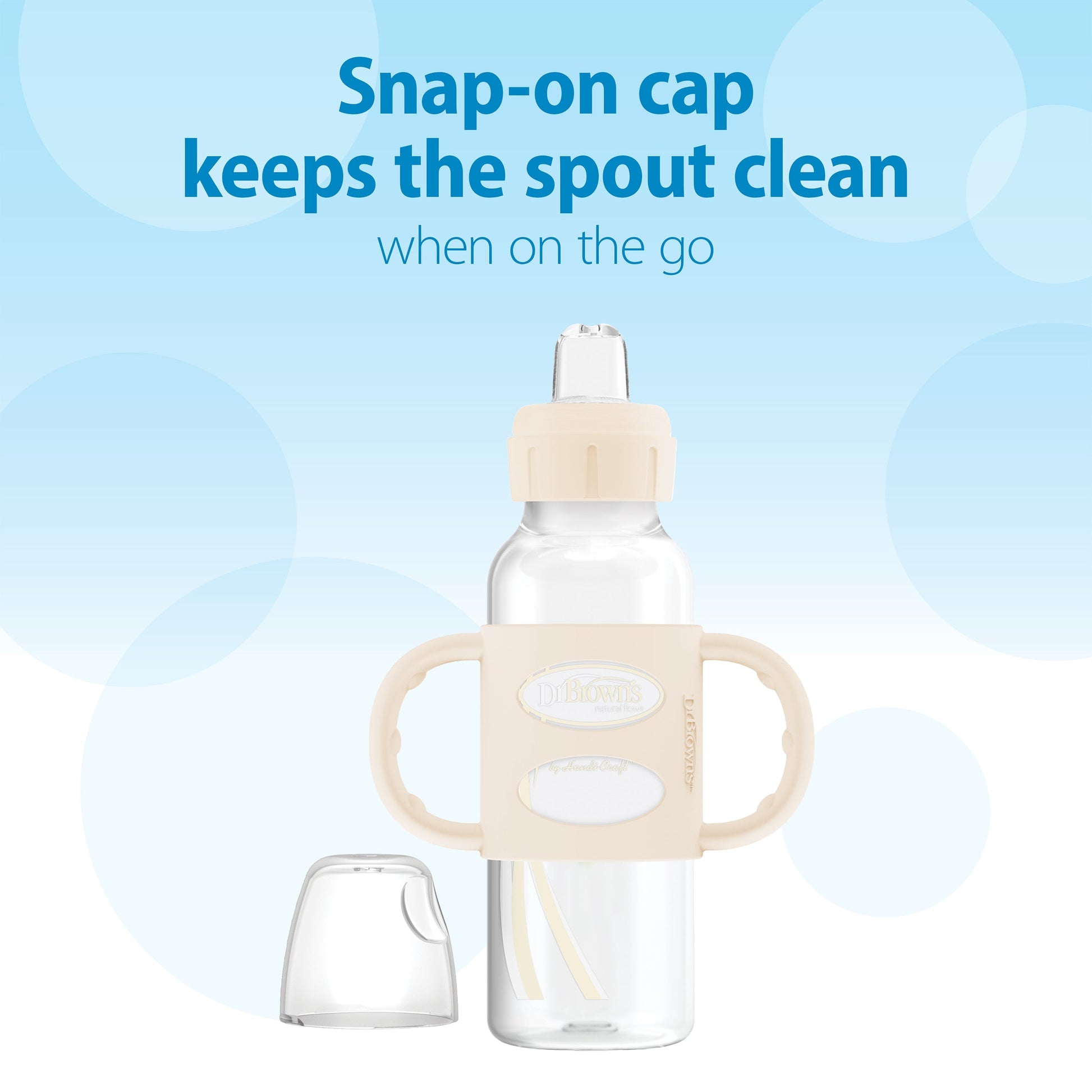 Dr. Brown's Milestones Narrow Sippy Spout Bottle with Silicone Handles, 8 oz/250 mL