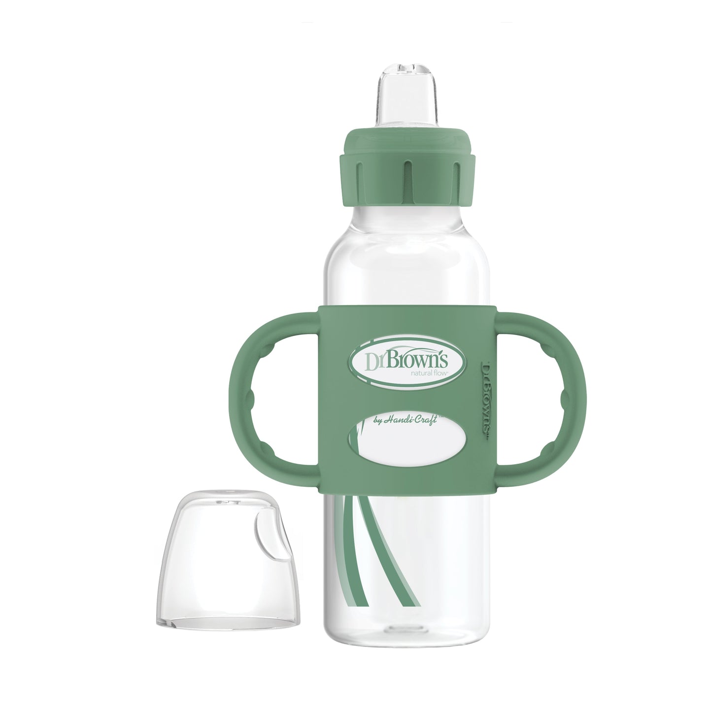 Dr. Brown's Milestones Narrow Sippy Spout Bottle with Silicone Handles, 8 oz/250 mL