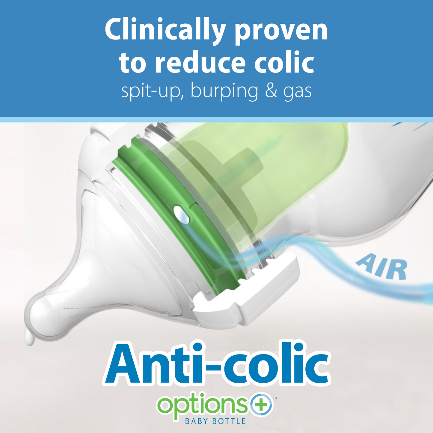 Dr. Brown's Natural Flow Anti-Colic Options+ Wide-Neck Baby Bottle, with Level 1 Slow Flow Nipple