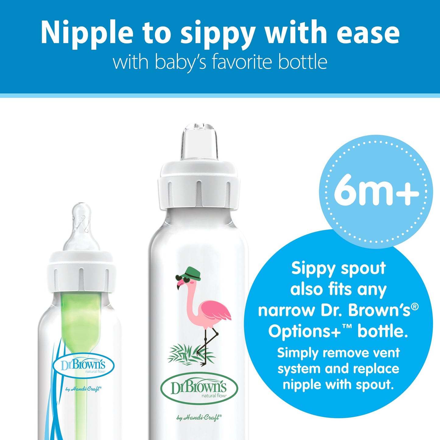 Dr. Brown's® Milestones™ Narrow Sippy Bottle, 8oz/250mL, 6m+