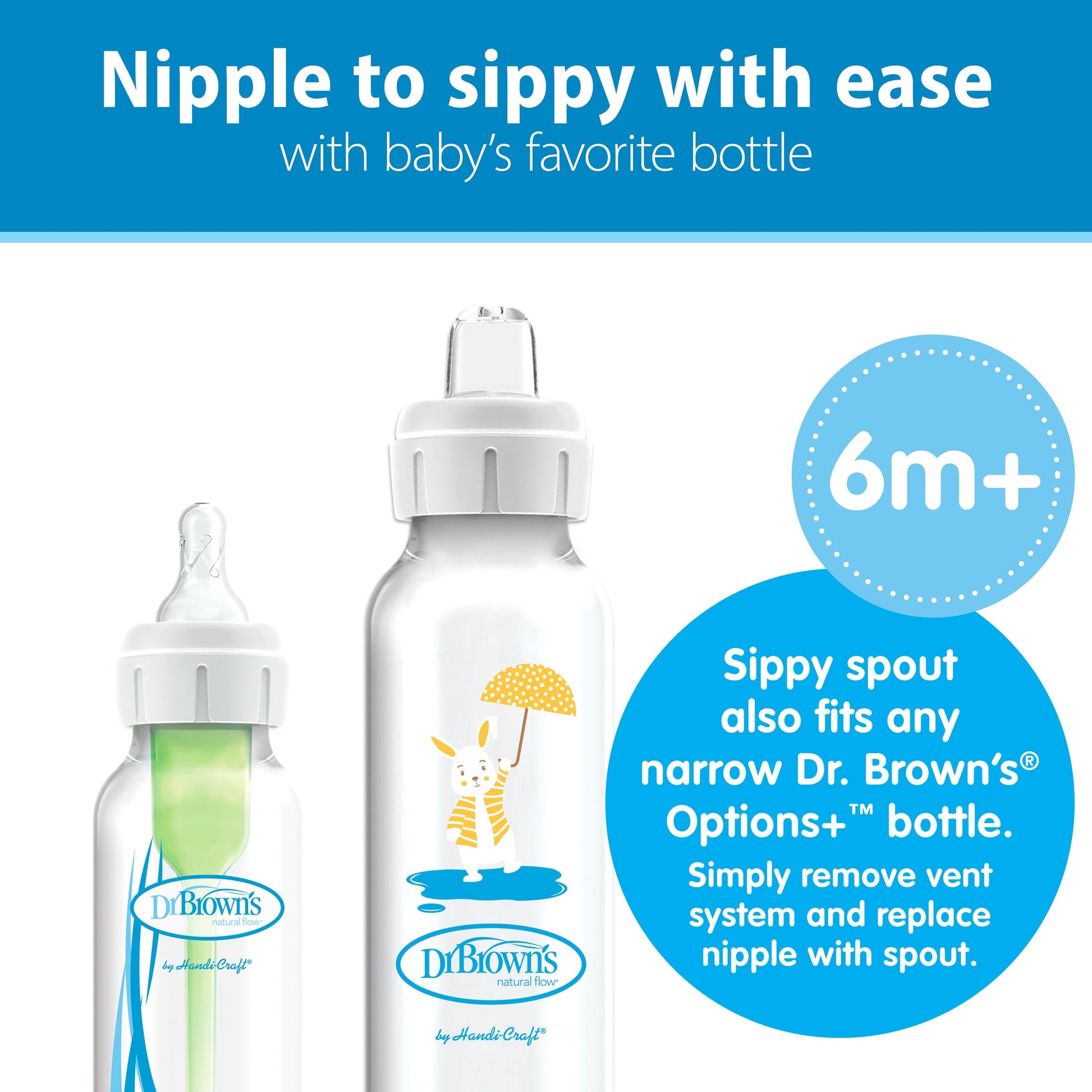 Dr. Brown's® Milestones™ Narrow Sippy Bottle, 8oz/250mL, 6m+