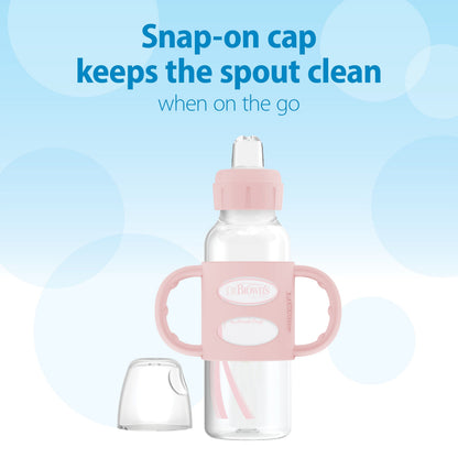 Dr. Brown's Milestones Narrow Sippy Spout Bottle with Silicone Handles, 8 oz/250 mL