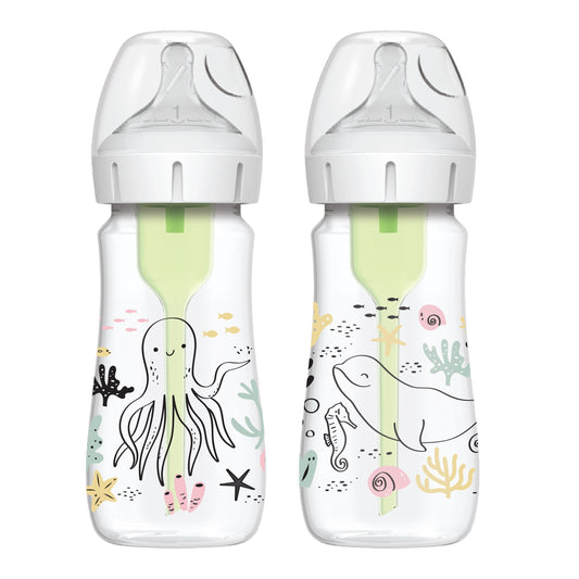 Dr. Brown’s Natural Flow Anti-Colic Options+ Wide-Neck Baby Bottle, 9oz/270mL, 2-Pack