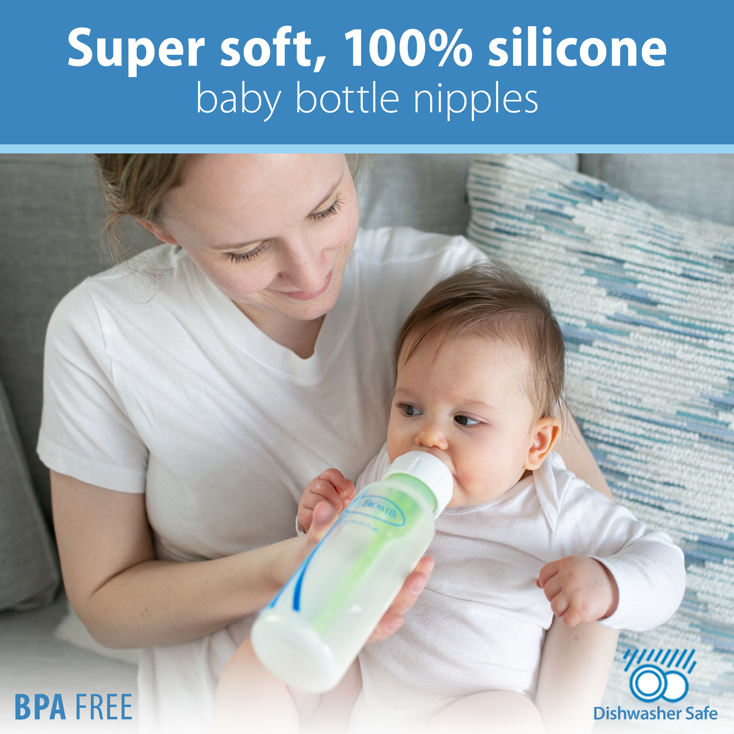Dr. Brown's Natural Flow Narrow Baby Bottle Silicone Nipple, Level 2, 2-Pack