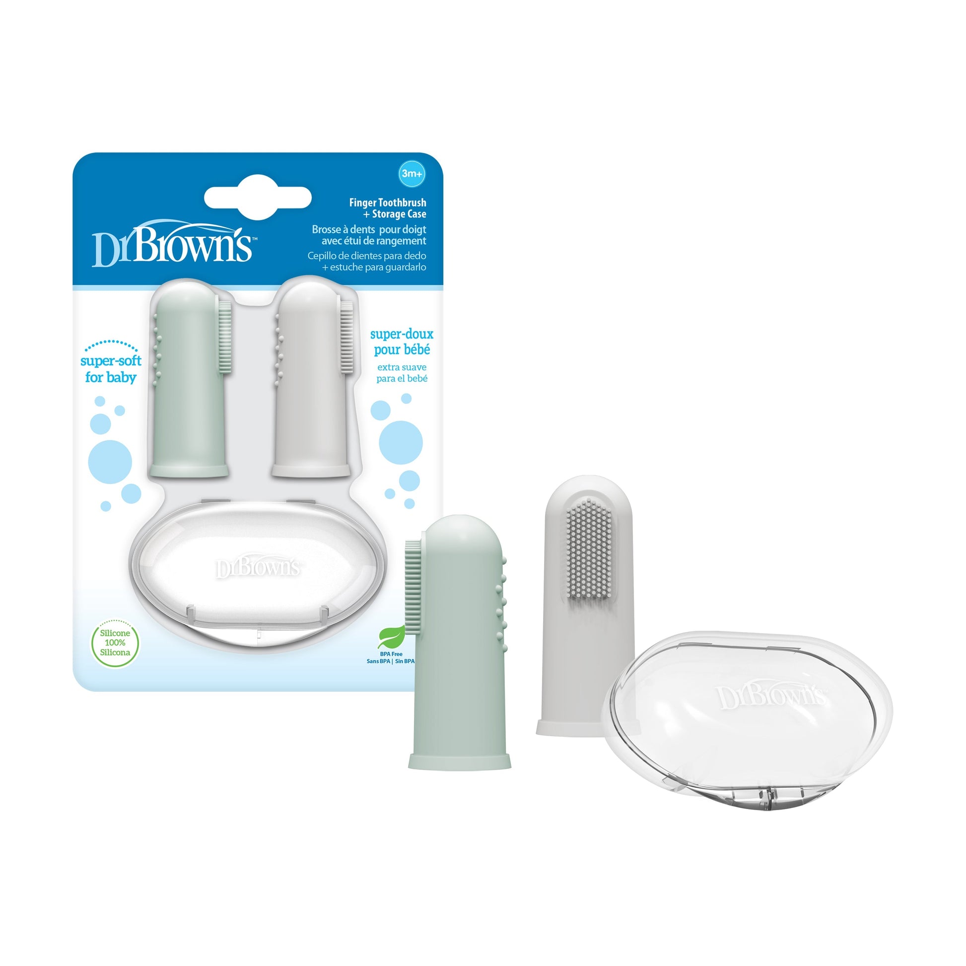 Dr. Brown's Silicone Finger Toothbrush and Storage Case, 2-Pack