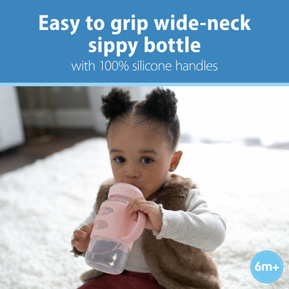 Dr. Brown's Milestones Wide-Neck Sippy Spout Bottle with Silicone Handles, 9 oz/270 mL