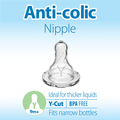 Dr. Brown's Natural Flow Narrow Baby Bottle Silicone Nipple, Level Y-Cut, 2-Pack