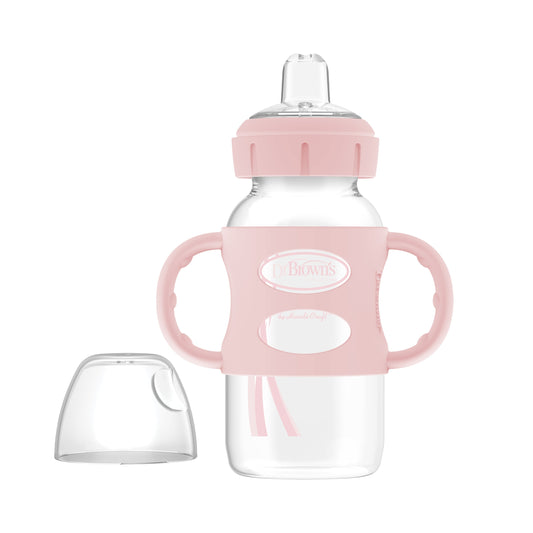 Dr. Brown's Milestones Wide-Neck Sippy Spout Bottle with Silicone Handles, 9 oz/270 mL